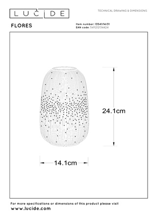 Lucide lampa stołowa Flores Ø 14,1 cm 1xE14 biała 13541/14/31