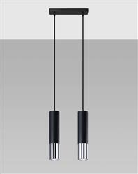 Sollux lampa wisząca Loopez 2 2xGU10 czarna/chrom SL.0941