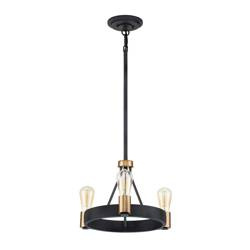 Quintiesse lampa wisząca Silas 3xE27 czarno/mosiężna QN-SILAS-3P-DZ