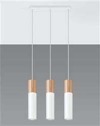 Sollux lampa wisząca Pablo 3 GU10 biało/drewniana SL.0630