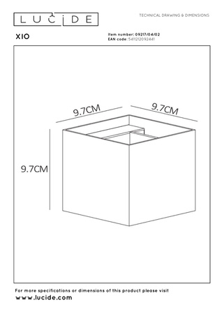 Lucide kinkiet Xio G9/3,5W 350LM 2700K kwadratowy złoty 09217/04/02