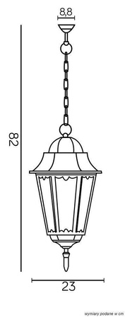Su-ma lampa wisząca zewnętrzna Retro Classic II E27 czarna/patyna IP43 K 1018/1/DH