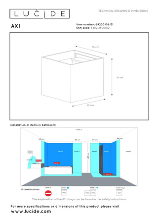 Lucide kinkiet łazienkowy Axi LED kwadratowy biały 69200/06/31