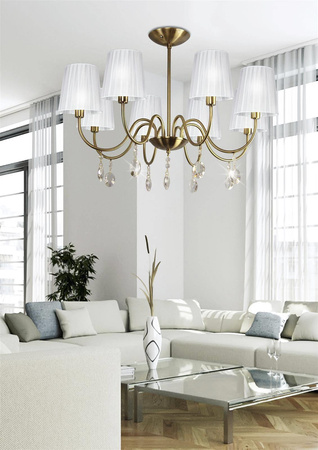 Candellux żyrandol / lampa wisząca Sorento 8xE14 biało/mosiężna 38-38159