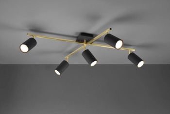 Trio plafon (reflektorki) LED Marley 5xGU10 czarno/złoty 612400580