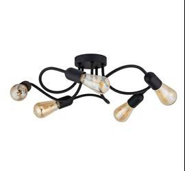 TK Lighting plafon Wave 5xE27 czarny 4408