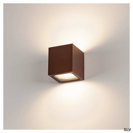 SLV kinkiet zewnętrzny Sitra Cube 2xGX53 rdzawy IP44 232537
