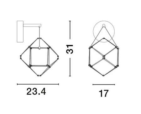 Luces Exclusivas kinkiet LED Asis 6W 345lm 3000K IP20 czarna LE44326