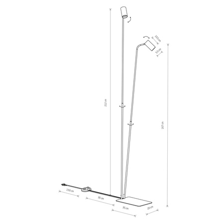 Nowodvorski lampa podłogowa Mono II 2xGU10 czarna 212cm 7708