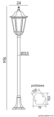 Su-ma lampa stojąca zewnętrzna Retro Classic E27 czarna/patyna 164cm IP43 K 5002/1