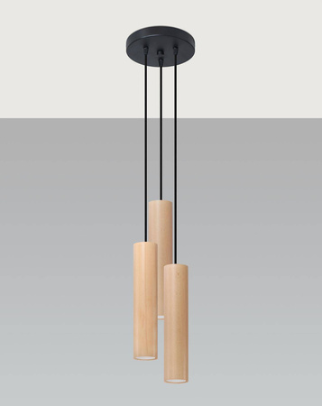 Sollux lampa wisząca Lino 3xGU10 czarno/drewniana SL.1012