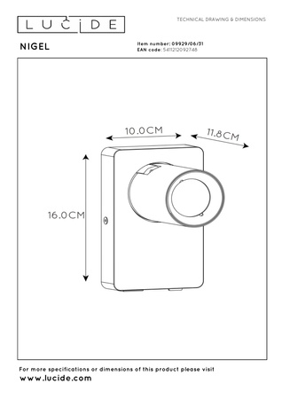 Lucide kinkiet Nigel 1xGU10/5W z możliwością ładowania telefonu przez USB biały 09929/06/31