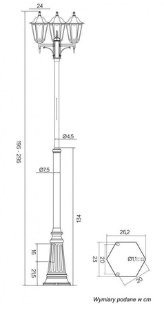 Su-ma latarnia Retro Classic 3xE27 czarna/patyna IP43 OGMWN 3