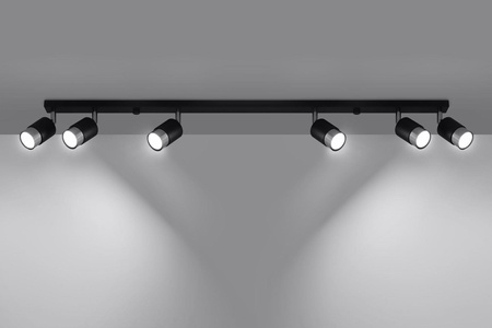 Sollux plafon (reflektorki) Nero 6 6xGU10 czarny/chrom SL.1068