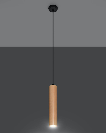 Sollux lampa wisząca Lino 1 GU10 czarno/drewniana SL.0636
