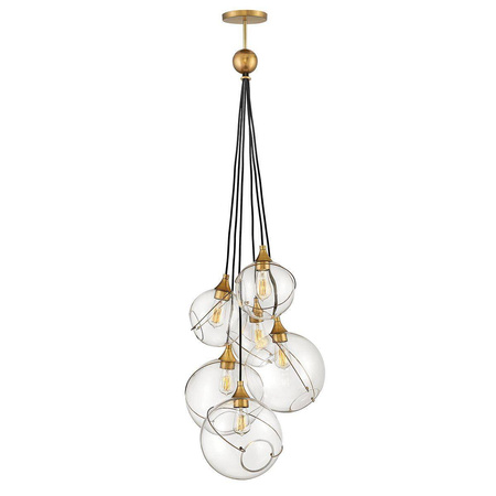 Quintiesse lampa wisząca Skye 6xE27 mosiężna QN-SKYE-6P