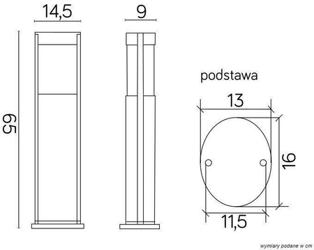 Su-ma lampa stojąca zewnętrzna Elis E27 czarna 65cm IP54 TO 3902-H 650 BL