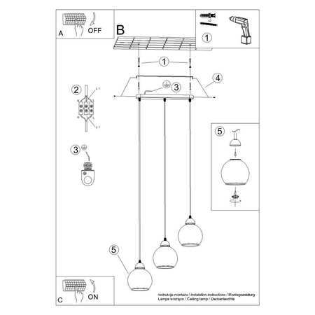 Sollux lampa wisząca Alino 3xE27 czarna SL.1142