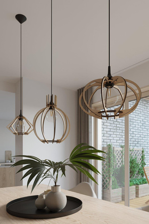 Sollux lampa wisząca Arancia E27 drewniana SL.0391