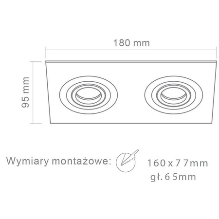 Orlicki Design oprawa sufitowa Fasto II Alluminio 2xGU10 aluminiowa wpuszczana OR83446