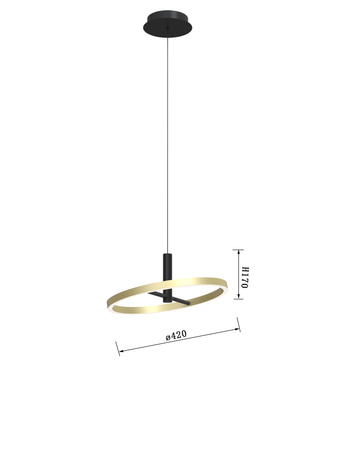 Aviano Lighting lampa wisząca LED Brest ściemnialna 19W 2160lm 3000K czarno/złota 6016-104L