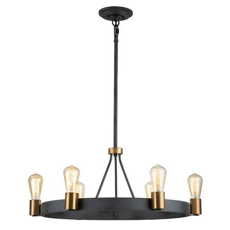Quintiesse lampa wisząca Silas 6xE27 czarno/mosiężna QN-SILAS-6P-DZ