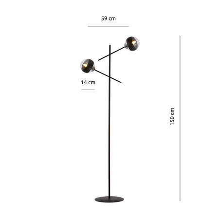 Emibig lampa stojąca Linear LP2 2xE14 czarna 150cm 1168/LP2