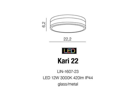 Azzardo plafon łazienkowy LED Kari 22 12W 420lm 3000K biały/chrom IP44 AZ2065