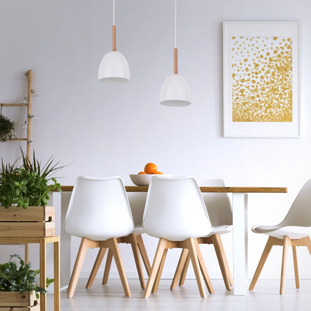 TK Lighting lampa wisząca Nord E27 biało/drewniana 4868