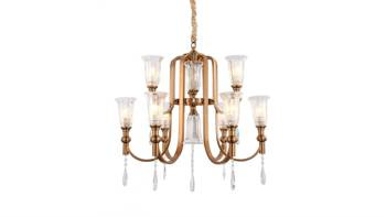 Lumina Deco żyrandol / lampa wisząca Rionella W9 9xE14 biało/mosiężnaz LDP 8041-6+3 (S.GD)