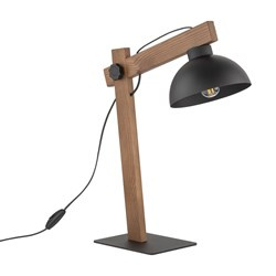 TK Lighting lampa stołowa Oslo E27 czarno/drewniana 5345