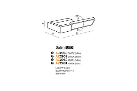 Azzardo kinkiet łazienkowy LED Dalen 7W 840lm 3000K biały IP44 AZ2960