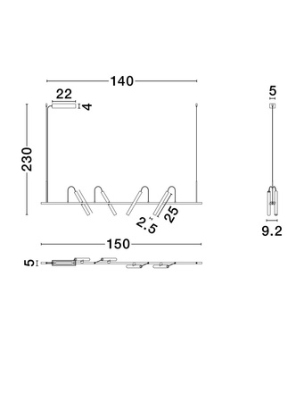 Luces Exclusivas lampa wisząca LED Yaguaru ściemnialna 22W 1112lm 3000K IP20 czarno/złota LE44647
