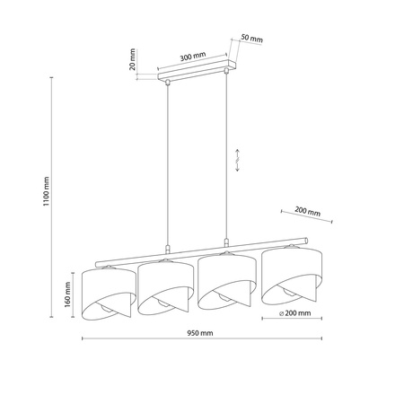 TK Lighting lampa wisząca Grant 4xE27 czarno/złota 4825