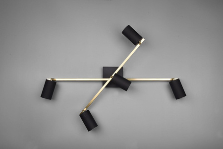 Trio plafon (reflektorki) LED Marley 5xGU10 czarno/złoty 612400580