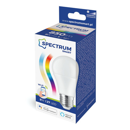 Spectrum SMART żarówka LED E27 9W 850lm 3000/6500K RGBW (WiFi, Bluetooth) ściemnialna WOJ+14412