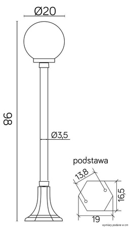 Su-ma lampa stojąca zewnętrzna Kule Classic E27 czarna/patyna 98cm IP43 K 5002/2/KP 200 FU