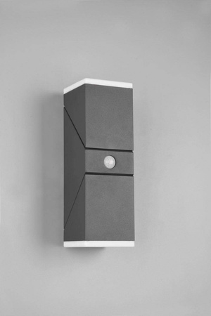 Trio kinkiet zewnętrzny LED z czujnikiem ruchu Avon 2x(7W 800lm 3000K) 14W 1600lm antracytowy IP54 270669242