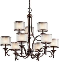 Elstead żyrandol / lampa wisząca Lacey 9xE14 brązowo/kremowa KL-LACEY9-MB