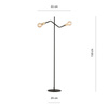 Emibig lampa stojąca Bolt LP2 2xE27 czarno/złota 150cm 1125/LP2