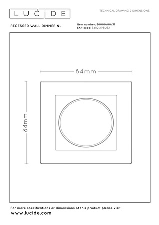 Lucide ściemniacz Recessed Wall Dimmer biały 50000/00/31