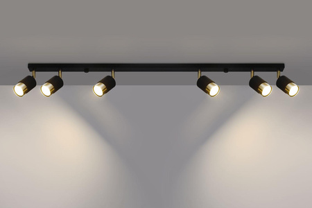 Sollux plafon (reflektorki) Nero 6 6xGU10 czarno/złoty SL.1073