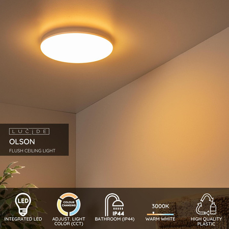 Lucide plafon Olson Ø 29 cm LED ściemnialny 24W biały 79190/24/61