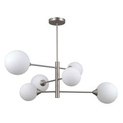 Italux żyrandol / lampa wisząca Evora 6xG9 biała/nikiel PND-55342-6-SN