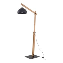 TK Lighting lampa podłogowa Oslo E27 czarno/drewniana 180cm 5582