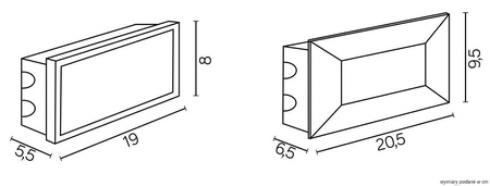 Su-ma oprawa ścienna zewnętrzna LED Mur Led 3,5W 187lm 3000K stalowa IP65 C 04