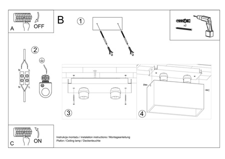 Sollux plafon Quad maxi 2xGU10 szary SL.0382