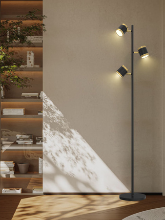 Aviano Lighting lampa podłogowa LED Toulouse 21W 2350lm 3000K wys. 155 cm czarno/złota 3003-304S
