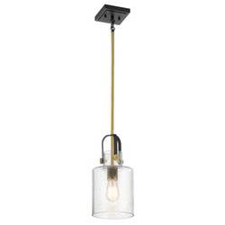 Quintiesse lampa wisząca Kitner E27 czarno/mosiężna QN-KITNER-P-NBR