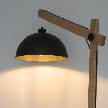 TK Lighting lampa podłogowa Oslo E27 czarno/drewniana 180cm 5582